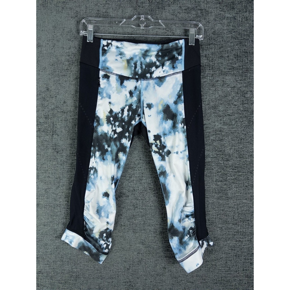 Lululemon Crop Leggings Womens S Blooming Pixie Aquamarine Athleisure Workout